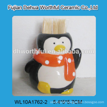 Lovely penguin shaped ceramic toothpick holder